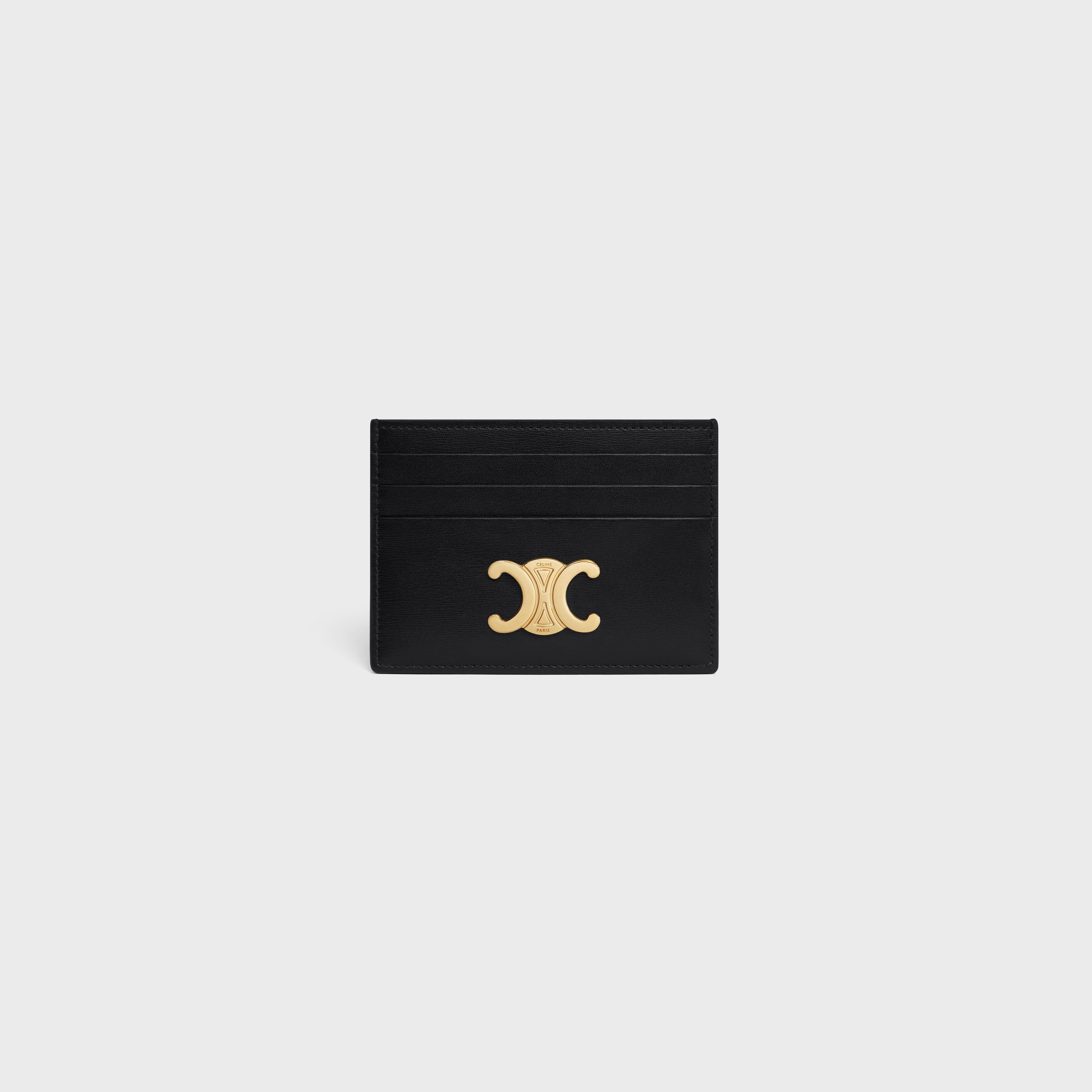 حامل بطاقات سيلين للسيدات تريومف من جلد العجل اللامع باللون الأسود 10L833DPV.38NO