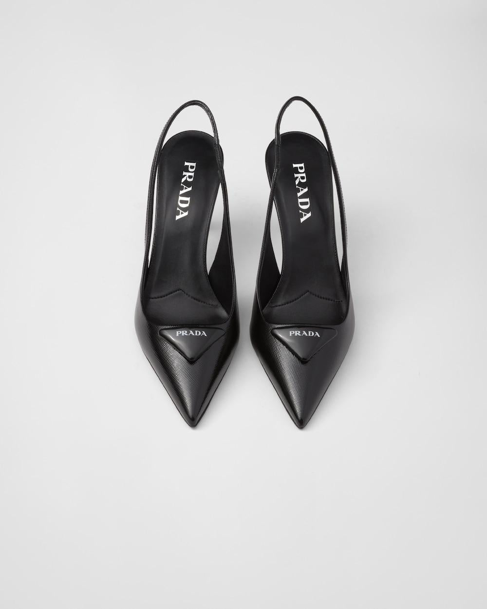 PRADA Women Saffiano patent leather slingback pumps Black 1I901M_3A9S_F0002_F_DD75