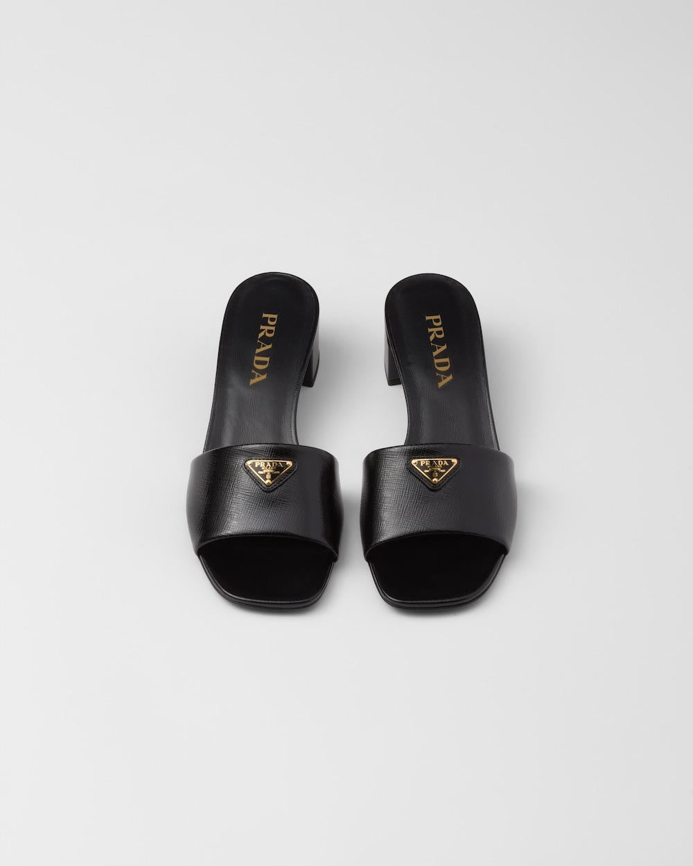 PRADA Women Saffiano patent leather sandals Black 1XX730_3A9S_F0002_F_035