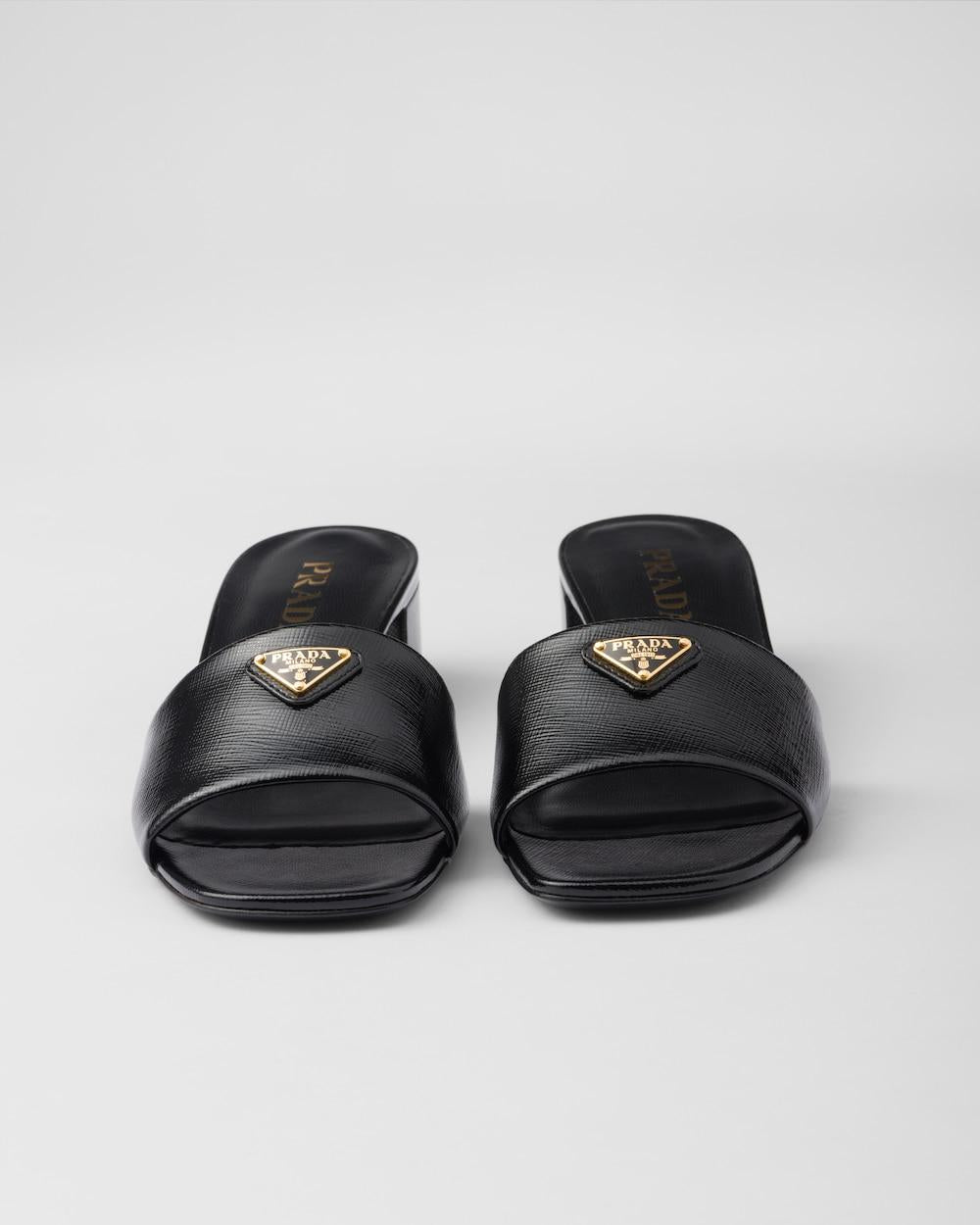 PRADA Women Saffiano patent leather sandals Black 1XX730_3A9S_F0002_F_035