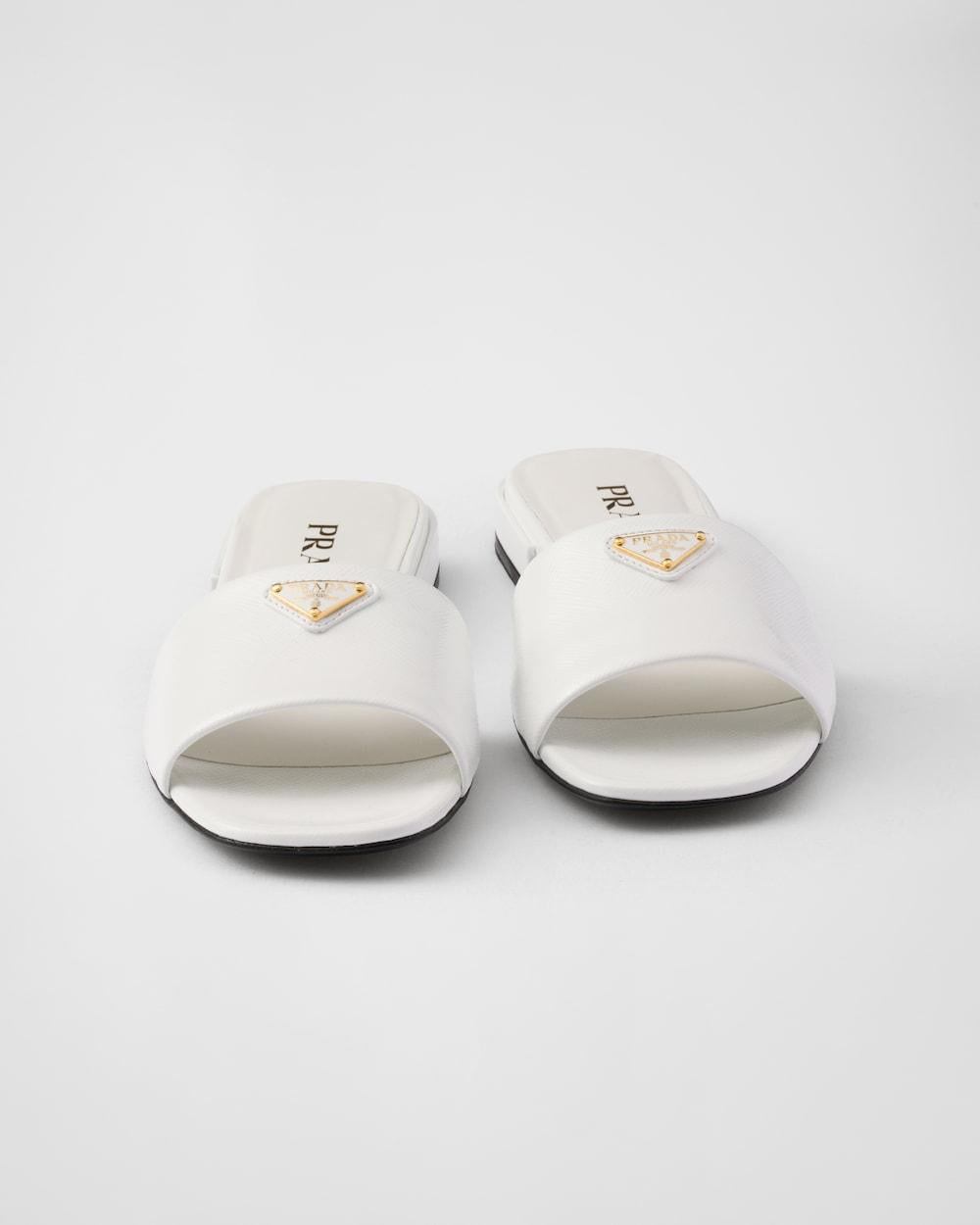 PRADA Women Saffiano patent leather slides White 1XX730_3A9S_F0009_F_010