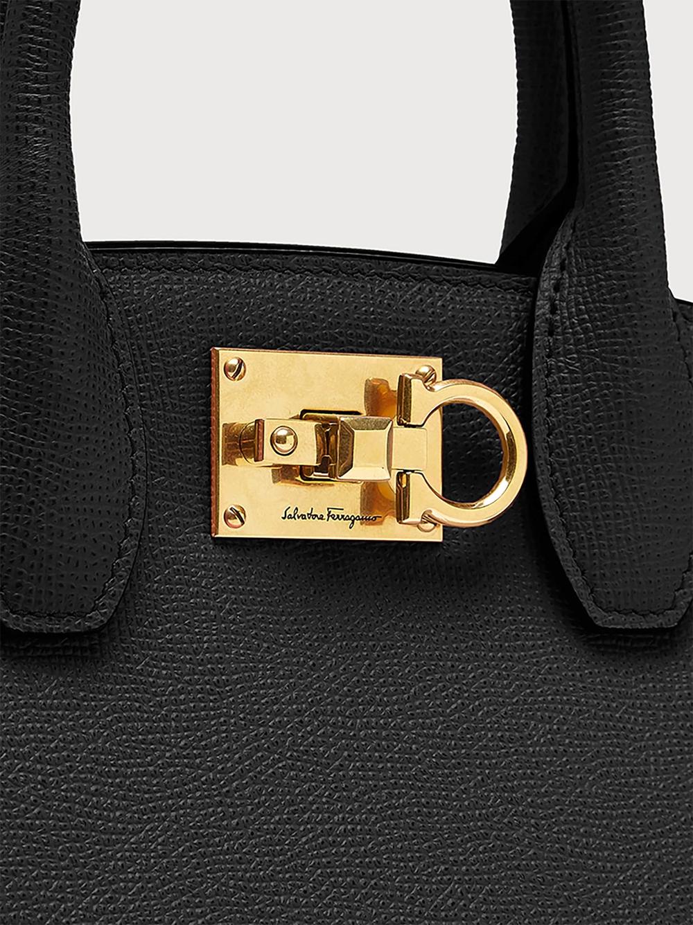 FERRAGAMO Women Ferragamo Studio Box bag (S) Black/Candy Pink 211424 750036