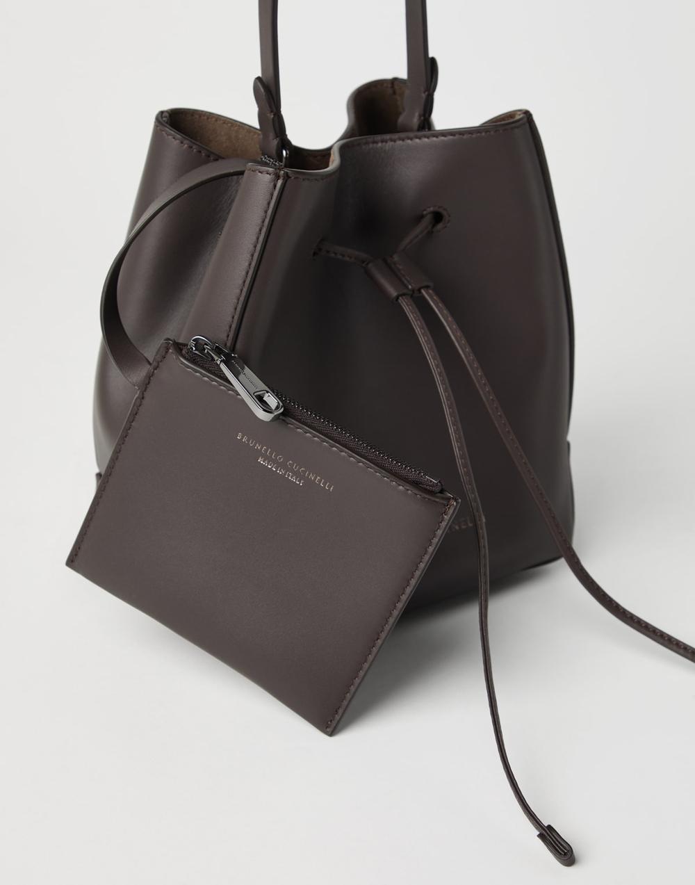 BRUNELLO CUCINELLI Women BC Duo small bucket bag in calfskin with monili Brown 242MBHED2601C8279
