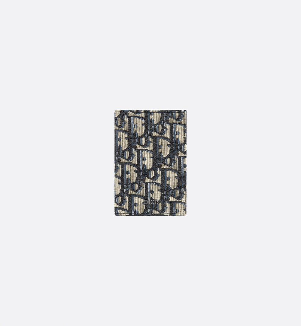 DIOR Men Vertical Bi-Fold Card Holder beige and black 2ESCH138YSE_H05E