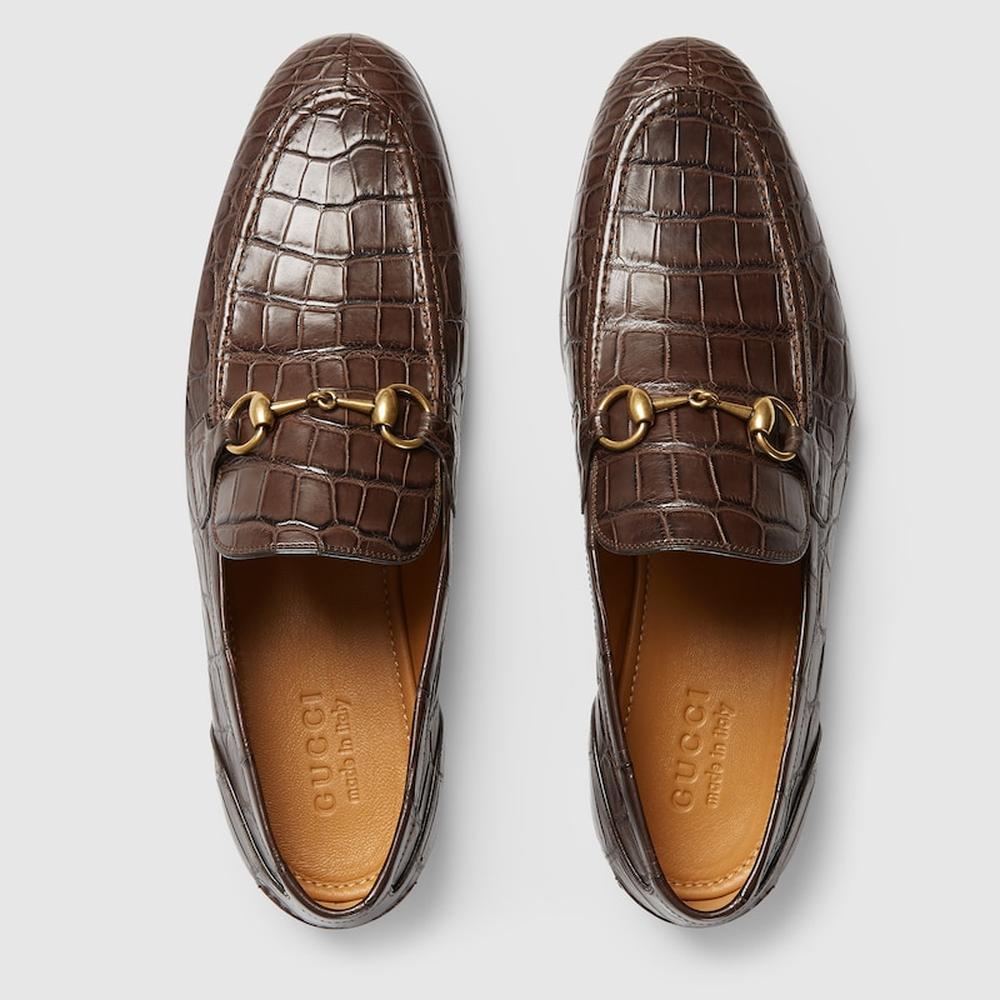 GUCCI Men Gucci Jordaan crocodile loafer brown 406994 EC200 2140