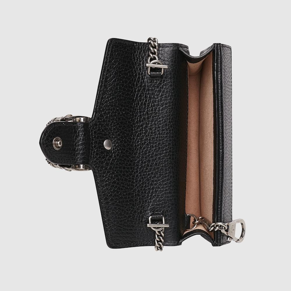 GUCCI Women Dionysus super mini bag black leather 476432 CAOGN 8176
