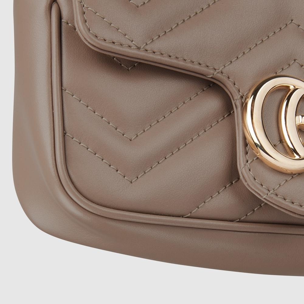GUCCI Women GG Marmont super mini bag taupe leather 476433 DTDHD 1523