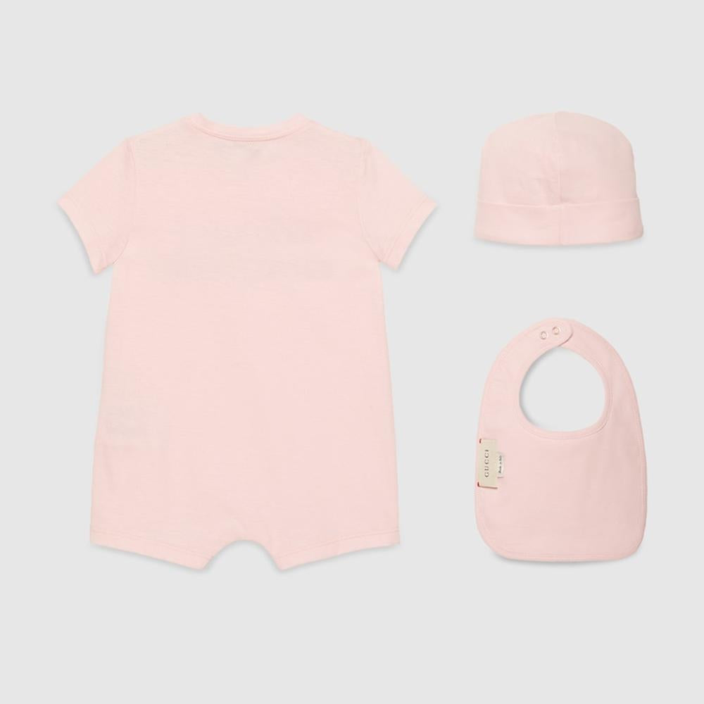 طقم هدايا من القطن للأطفال من GUCCI Kids مع شعار Gucci باللون الوردي الباهت 548249 X3L64 5861