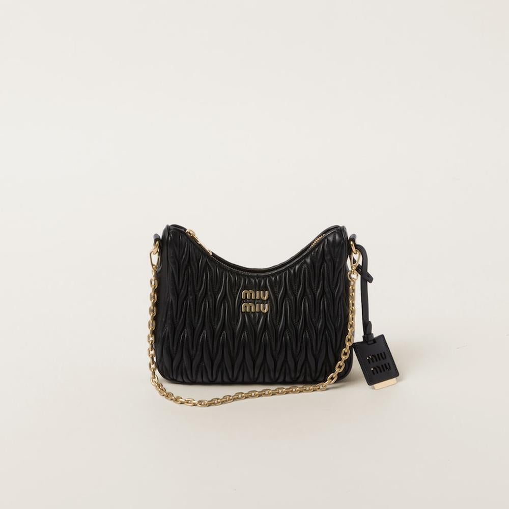 MIU Women Matelassé nappa leather shoulder bag Black 5BH211_N88_F0002_V_TWO