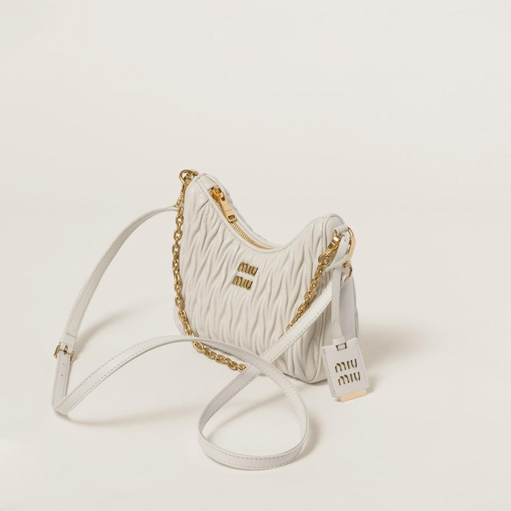 MIU Women Matelassé nappa leather shoulder bag White 5BH211_N88_F0009_V_TWO