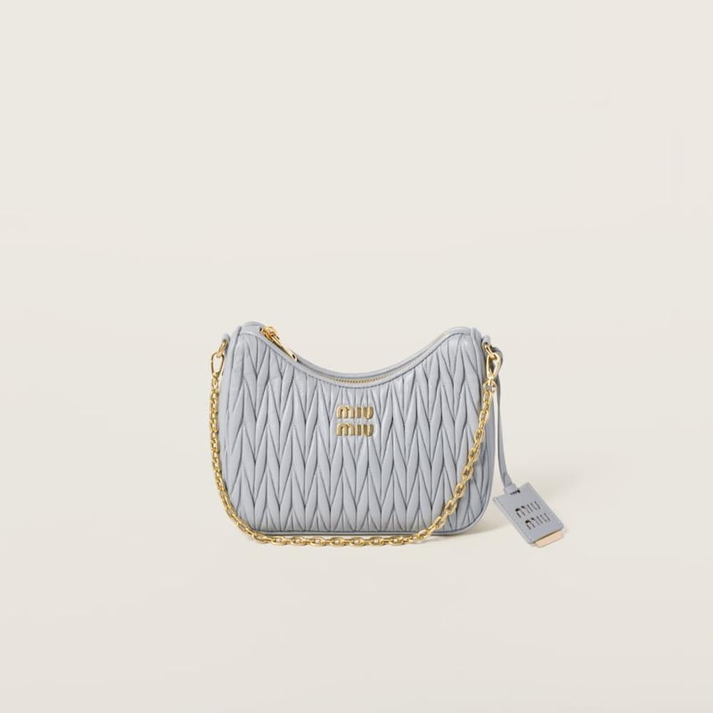 MIU Women Matelassé nappa leather shoulder bag Cornflower 5BH211_N88_F0591_V_TWO