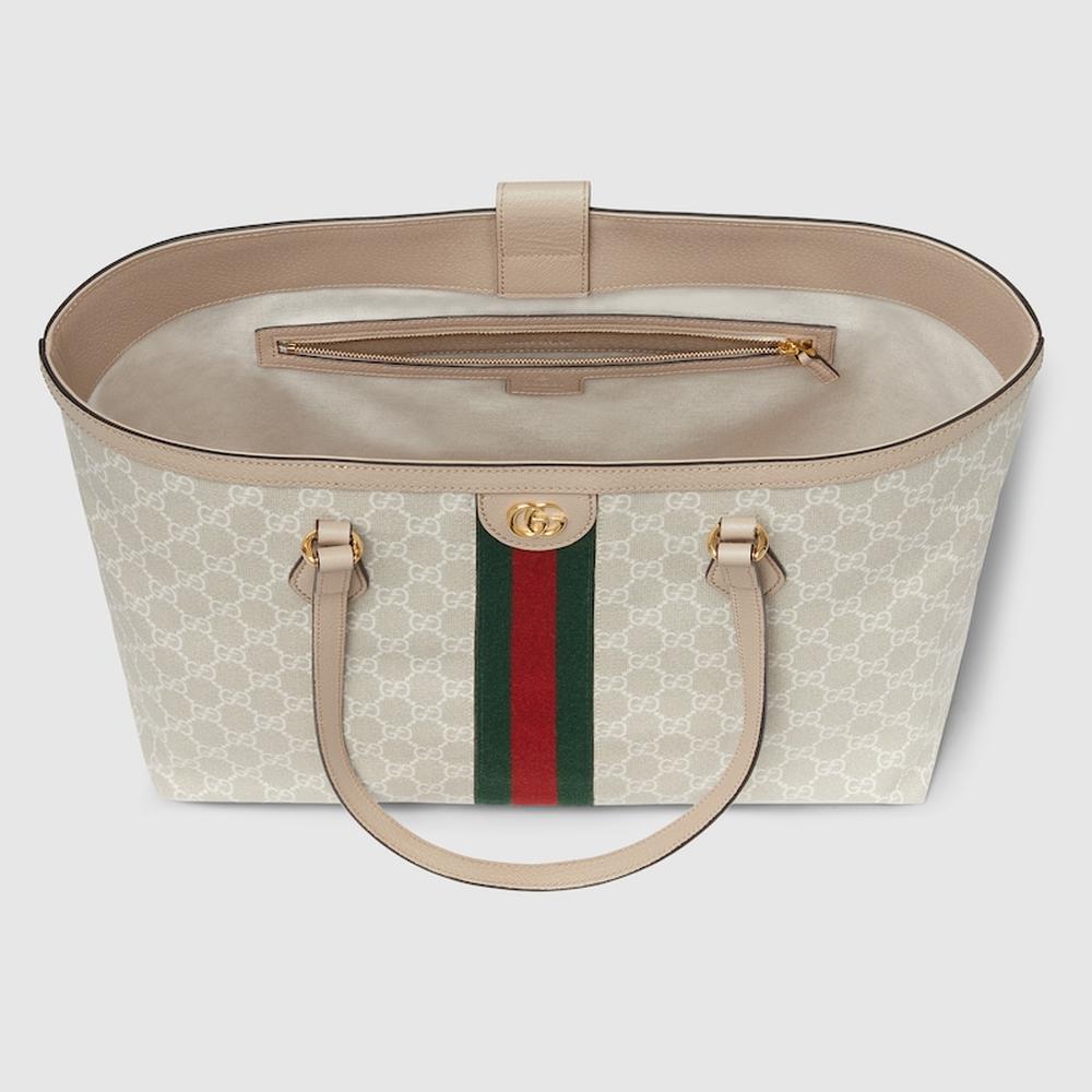 GUCCI Women Ophidia medium tote bag Beige and white GG Supreme canvas 631685 UULAG 9682