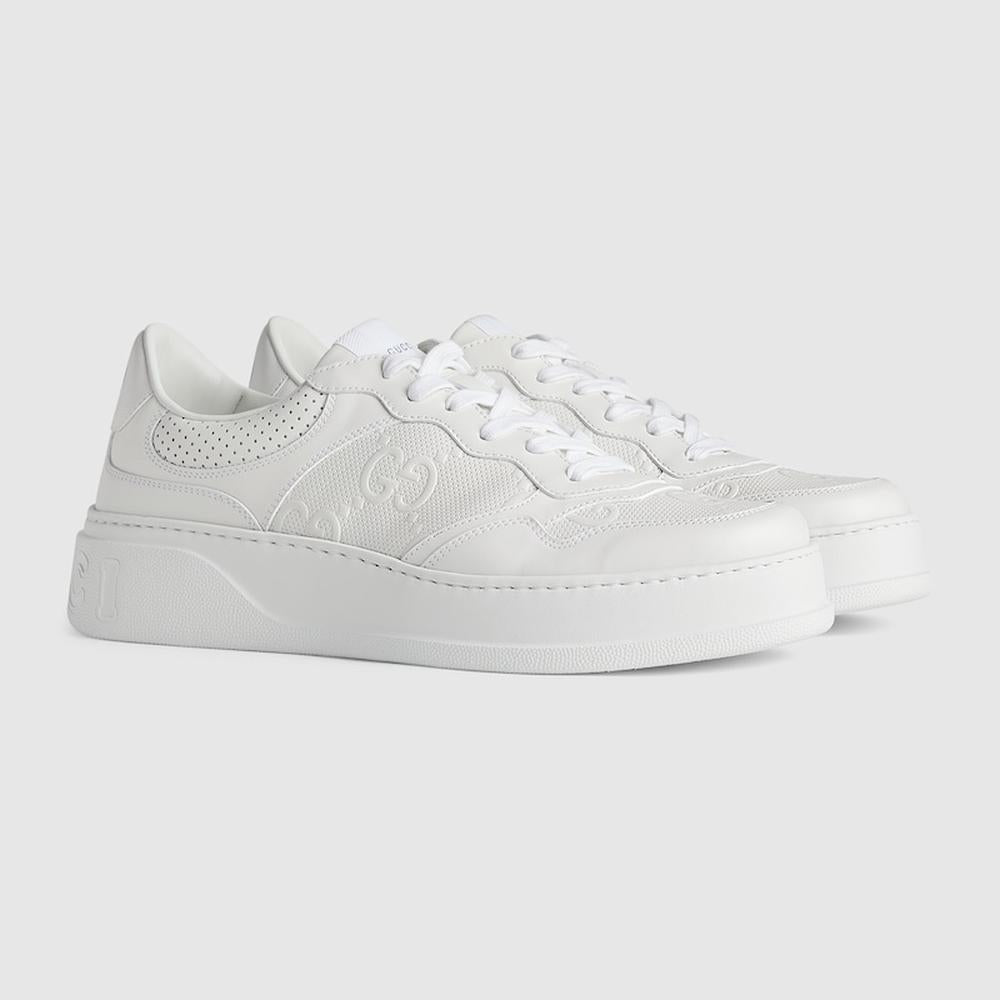 GUCCI Men GG embossed trainer white leather 669582 1XL10 9014