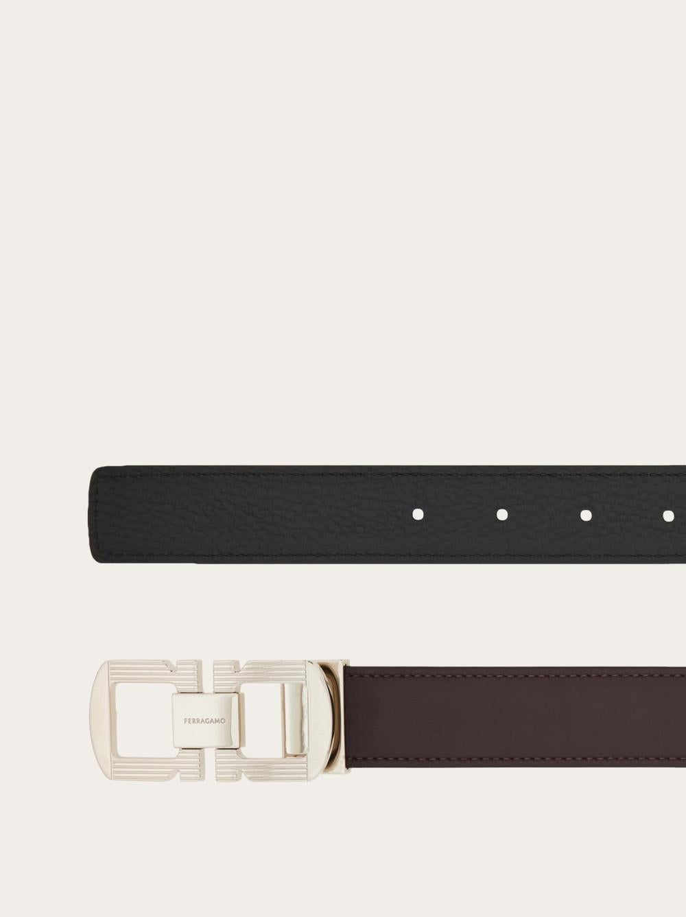 FERRAGAMO Men Reversible and adjustable belt Oxblood /Black 670420 780459