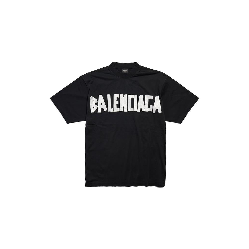 BALENCIAGA Men New Tape Type T-shirt Medium Fit in Black 739784TQVQ81073