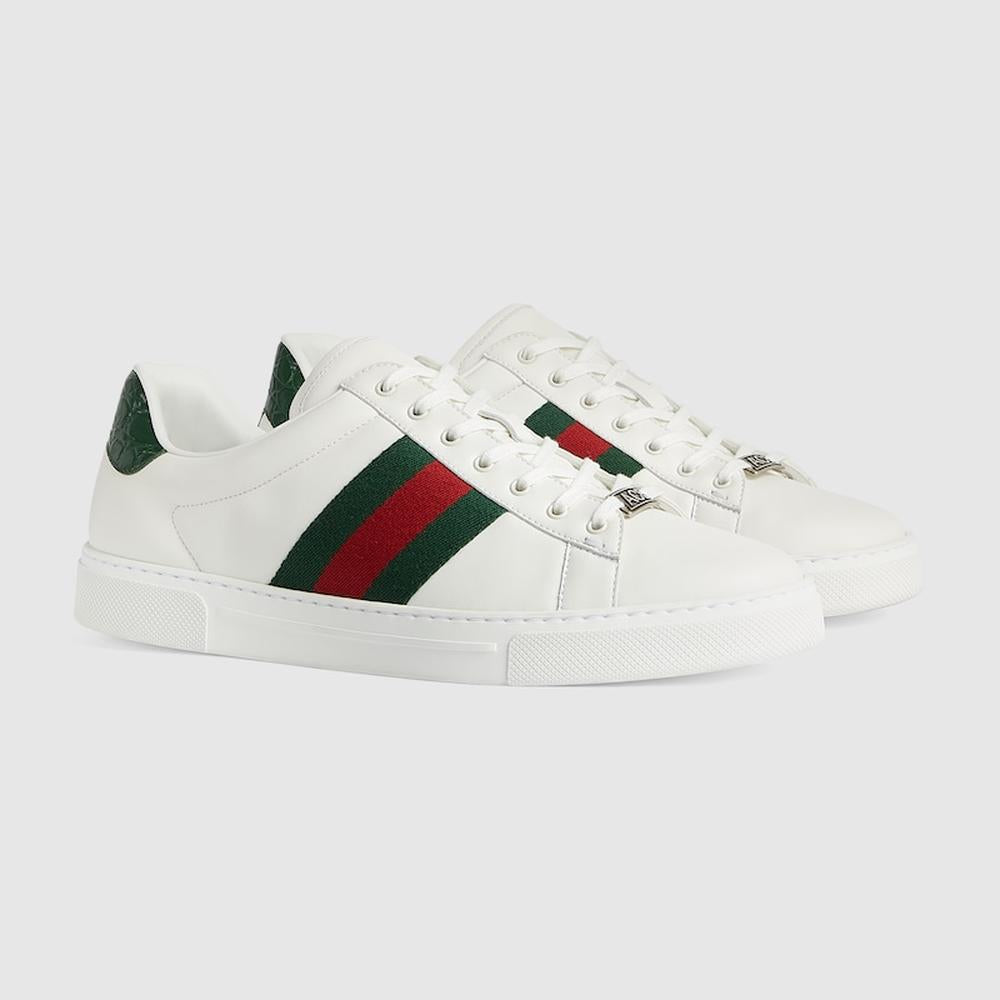 GUCCI Men Gucci Ace trainer with Web White leather 757892 AACAG 9055