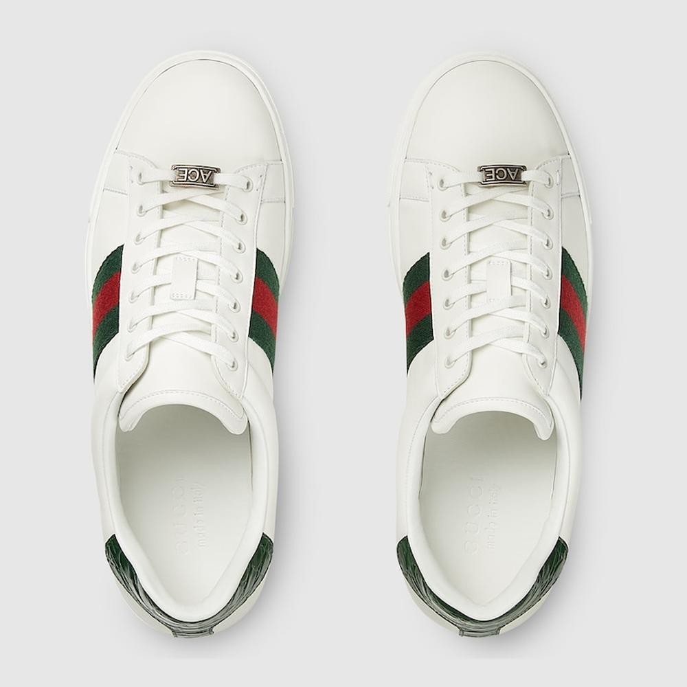 GUCCI Men Gucci Ace trainer with Web White leather 757892 AACAG 9055