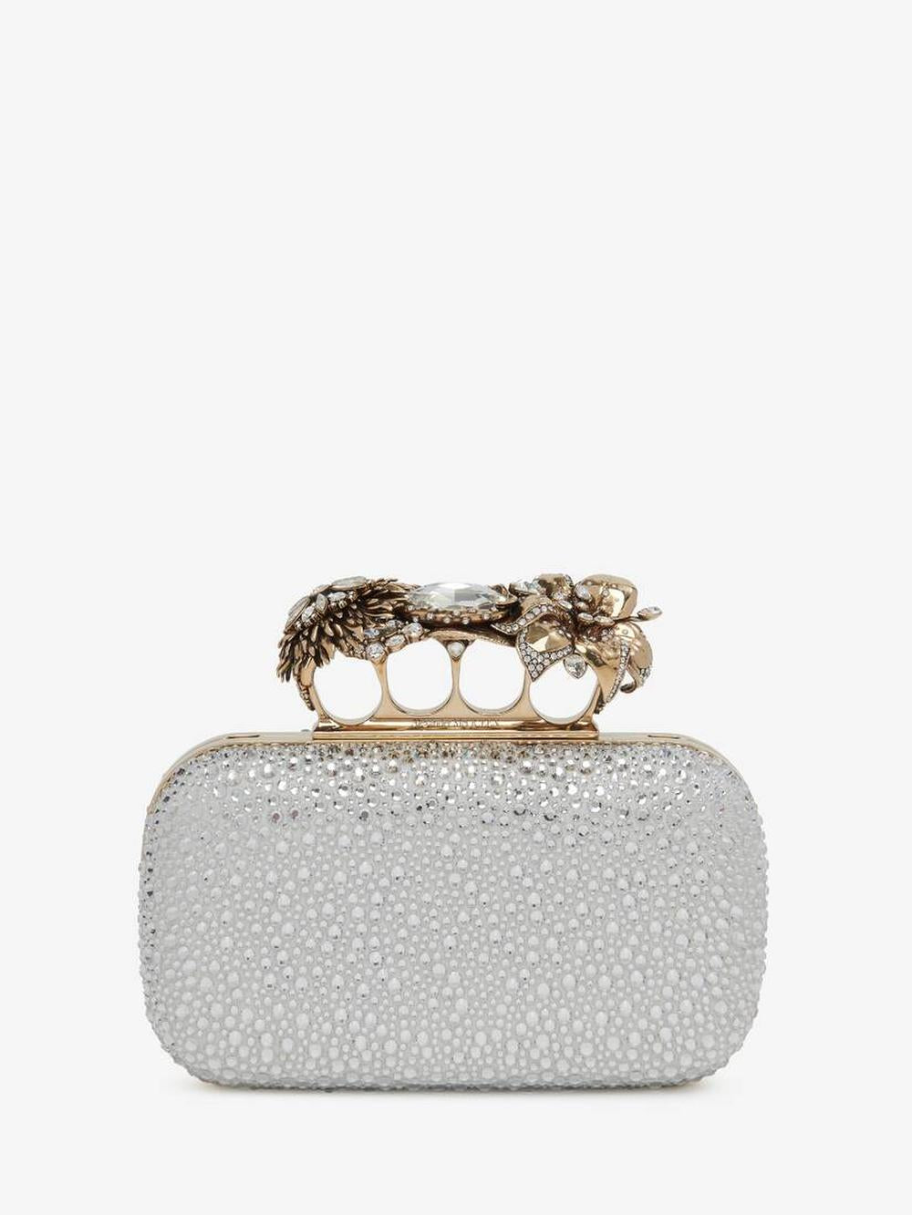 حقيبة كلاتش نسائية من الكسندر ماكوين بتصميم زهرة باللون الفضي 7871291X3CC1402