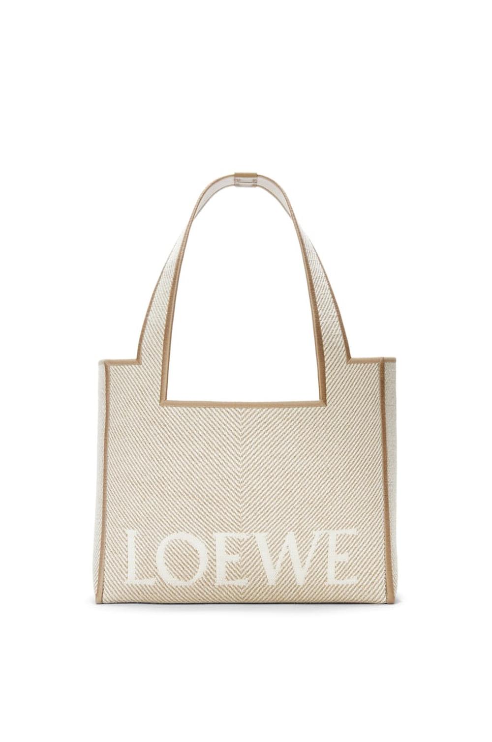 LOEWE Women Medium Font tote in jacquard canvas Ecru ALF1B61X11-2370
