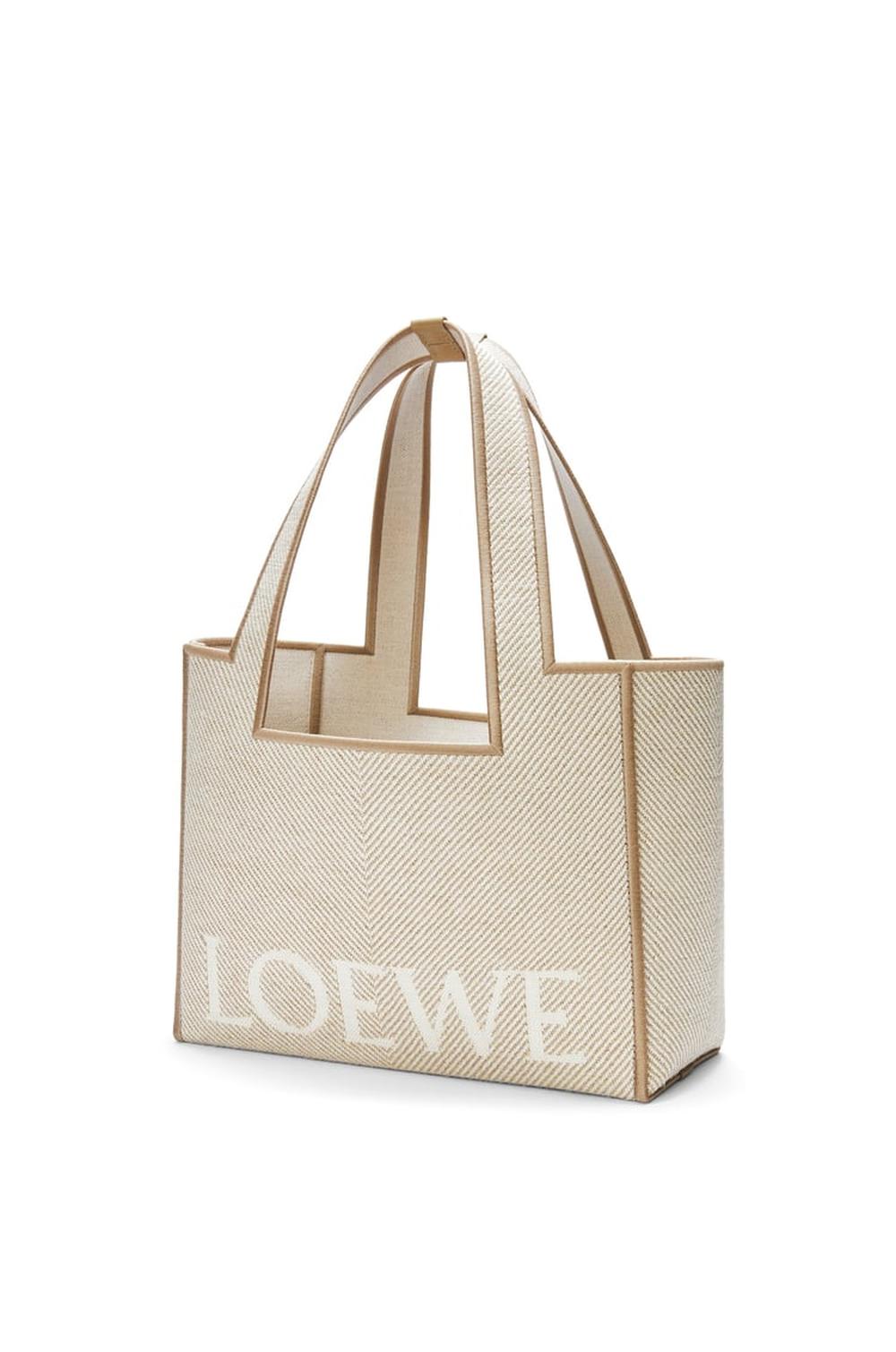 LOEWE Women Medium Font tote in jacquard canvas Ecru ALF1B61X11-2370