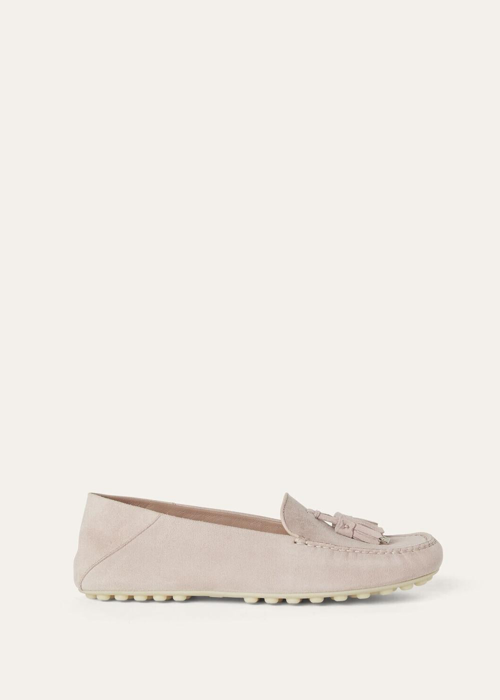 حذاء موكاسين نسائي من LORO PIANA بنعل منقط باللون الوردي الجديد FAN0109_309G