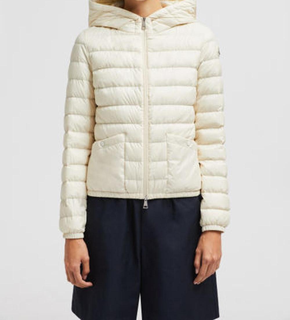 MONCLER Women Hede Hooded Short Down Jacket White Ivory K10931A000695986E04A