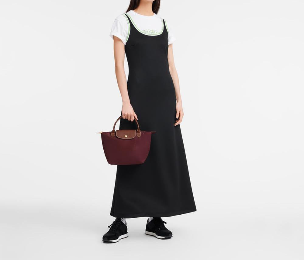 حقيبة يد نسائية أصلية من LONGCHAMP S Le Pliage باللون الخمري L1621089P87