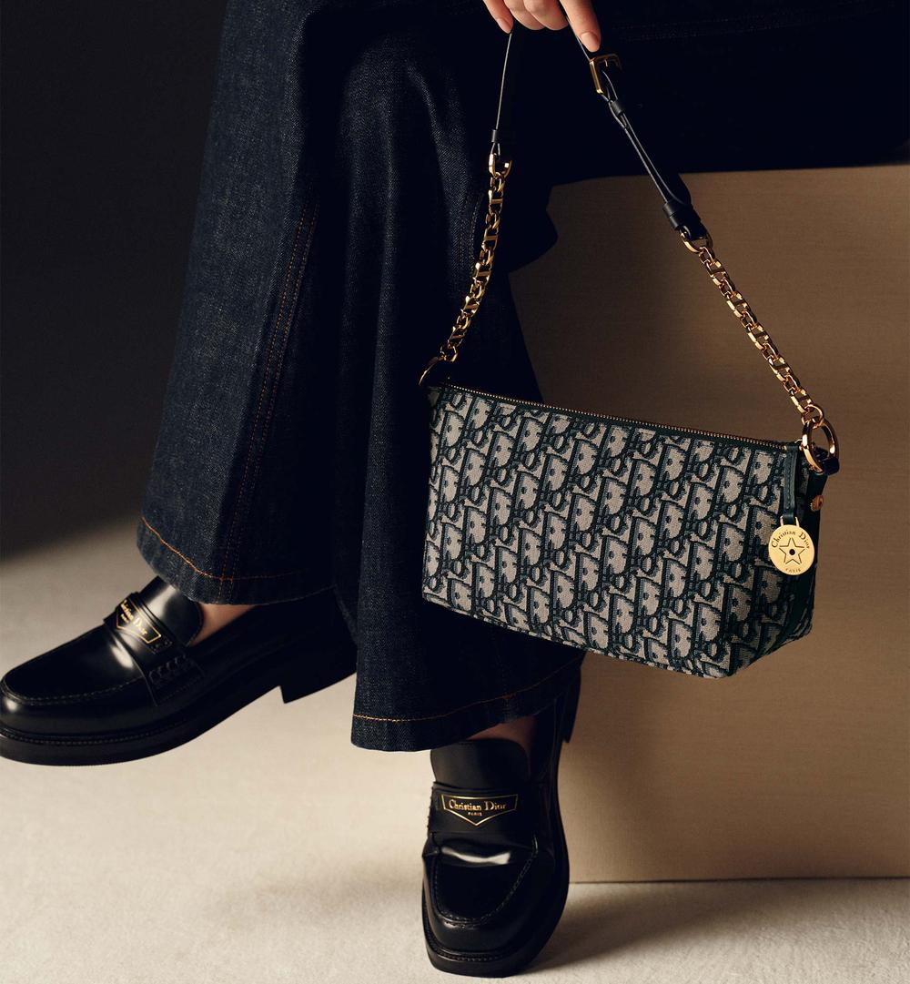 DIOR Women Diorstar chain hobo bag Dior Oblique gold jacquard canvas S3202UTZQ_M928