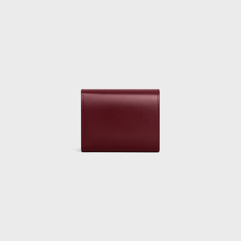 CELINE Women Small Flap Wallet TRIOMPHE in Shiny calfskin LIGHT BURGUNDY 10D783DPV.28LB