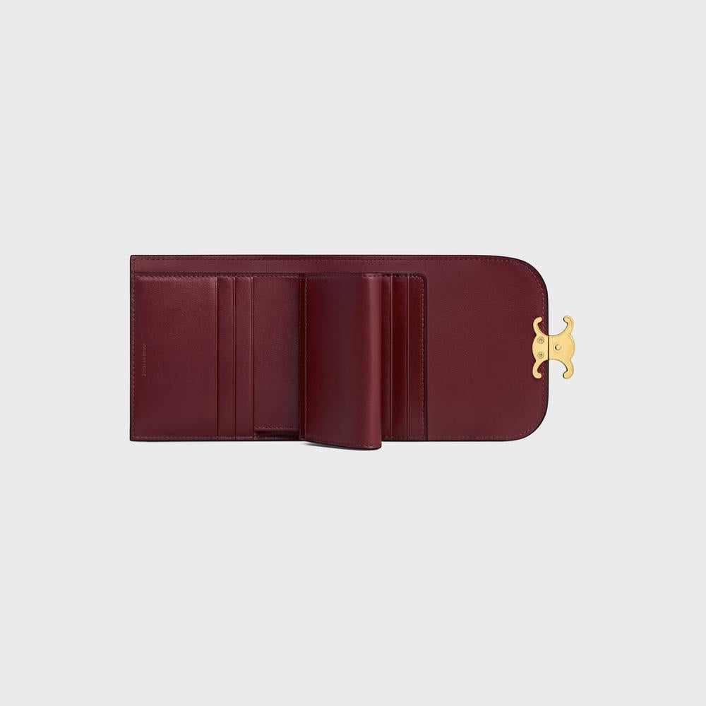 CELINE Women Small Flap Wallet TRIOMPHE in Shiny calfskin LIGHT BURGUNDY 10D783DPV.28LB