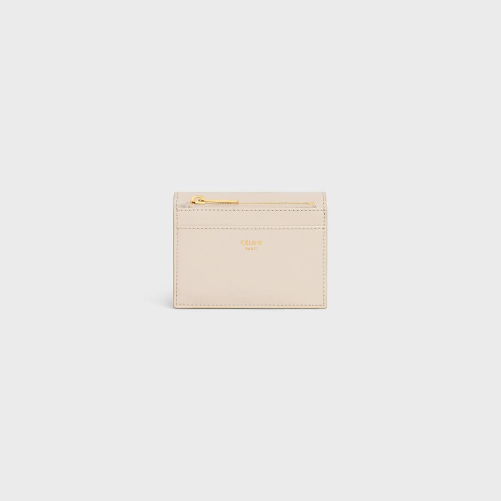 CELINE Women COMPACT WALLET WITH COIN TRIOMPHE in Shiny calfskin PALE BEIGE 10I653DPV.02PA