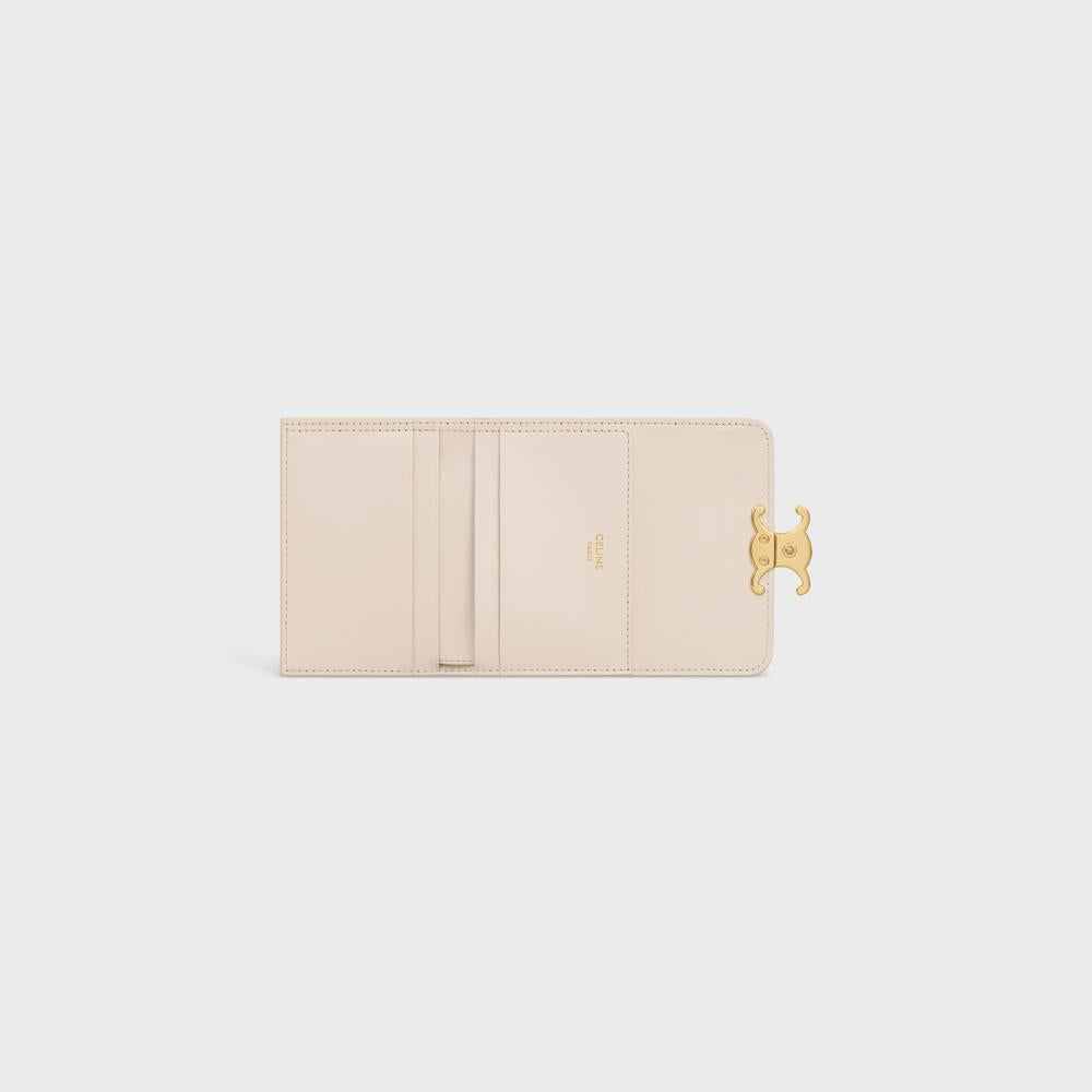 CELINE Women COMPACT WALLET WITH COIN TRIOMPHE in Shiny calfskin PALE BEIGE 10I653DPV.02PA