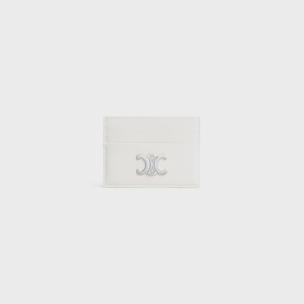 CELINE Women CARD HOLDER TRIOMPHE in Shiny calfskin WHITE 10L833DPV.01SI