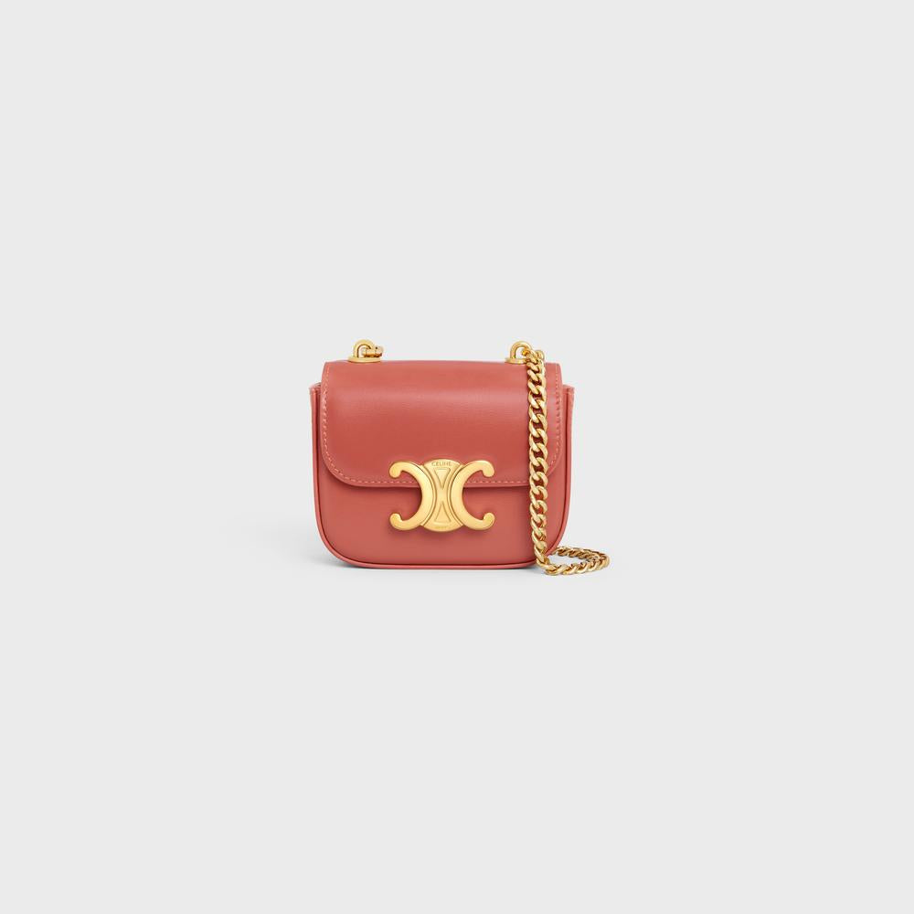 CELINE Women MINI CHAIN CLAUDE in Shiny calfskin RED CANYON 10L843DPV.27CZ