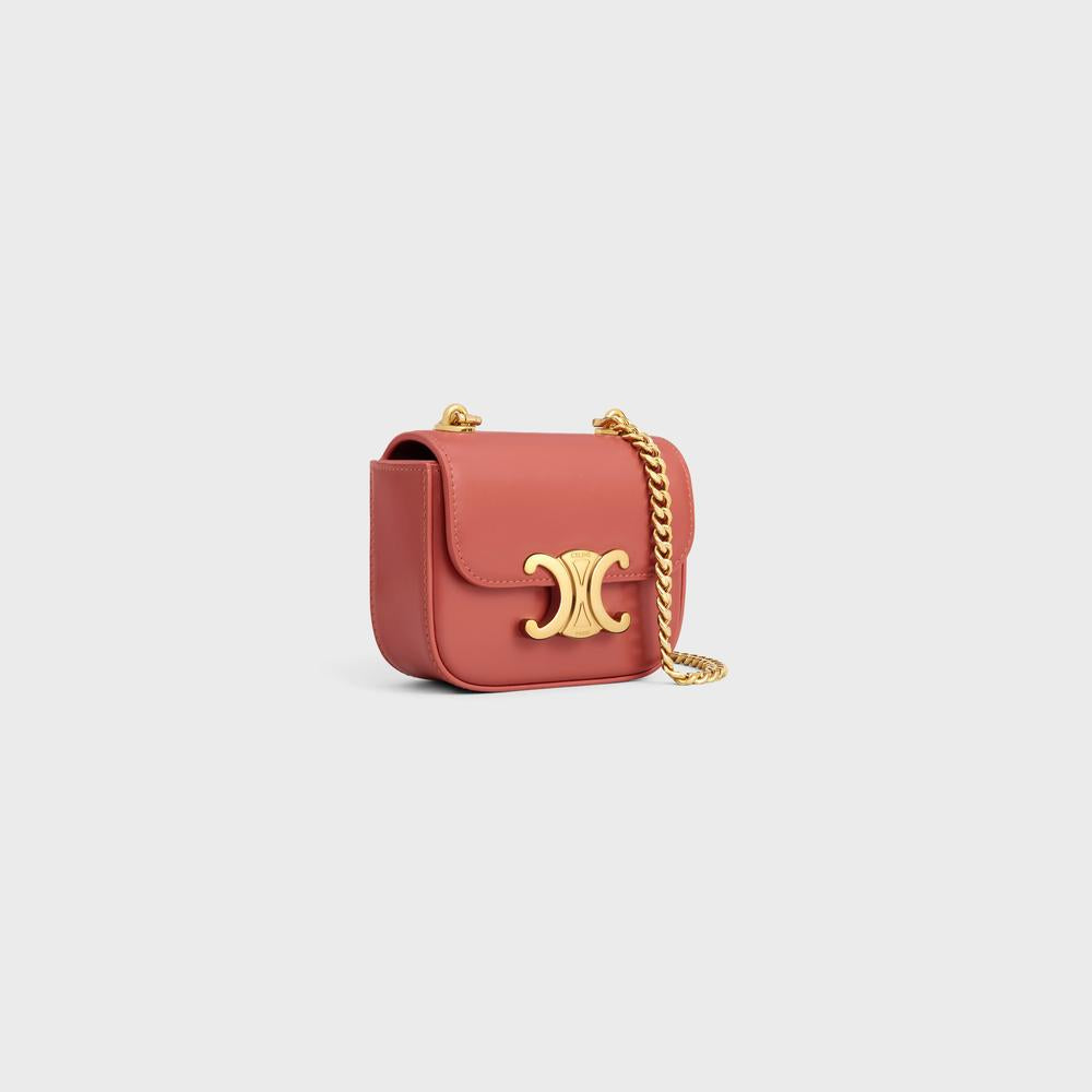 CELINE Women MINI CHAIN CLAUDE in Shiny calfskin RED CANYON 10L843DPV.27CZ