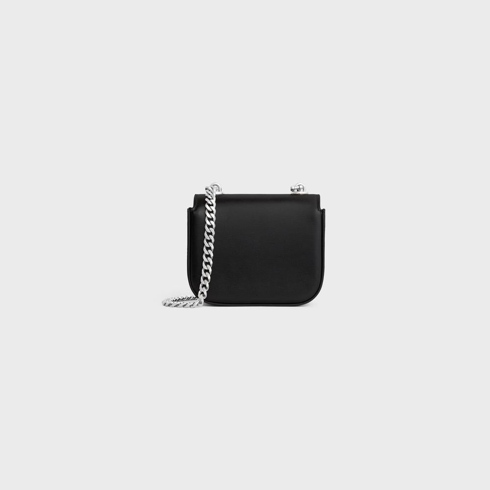 CELINE Women MINI CHAIN CLAUDE in Shiny calfskin BLACK 10L843DPV.38SI