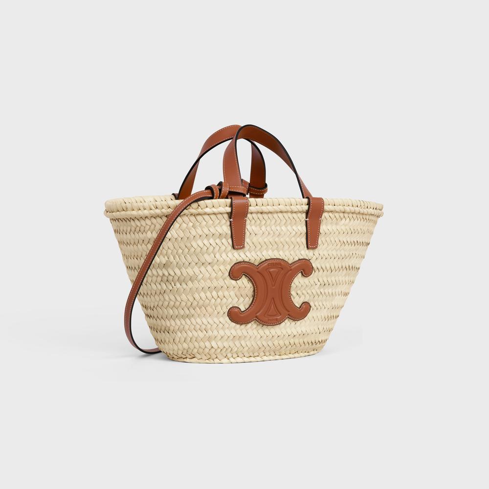 CELINE Women TEEN CLASSIC PANIER in Palm leaves and Calfskin TAN 113832EFA.04LU