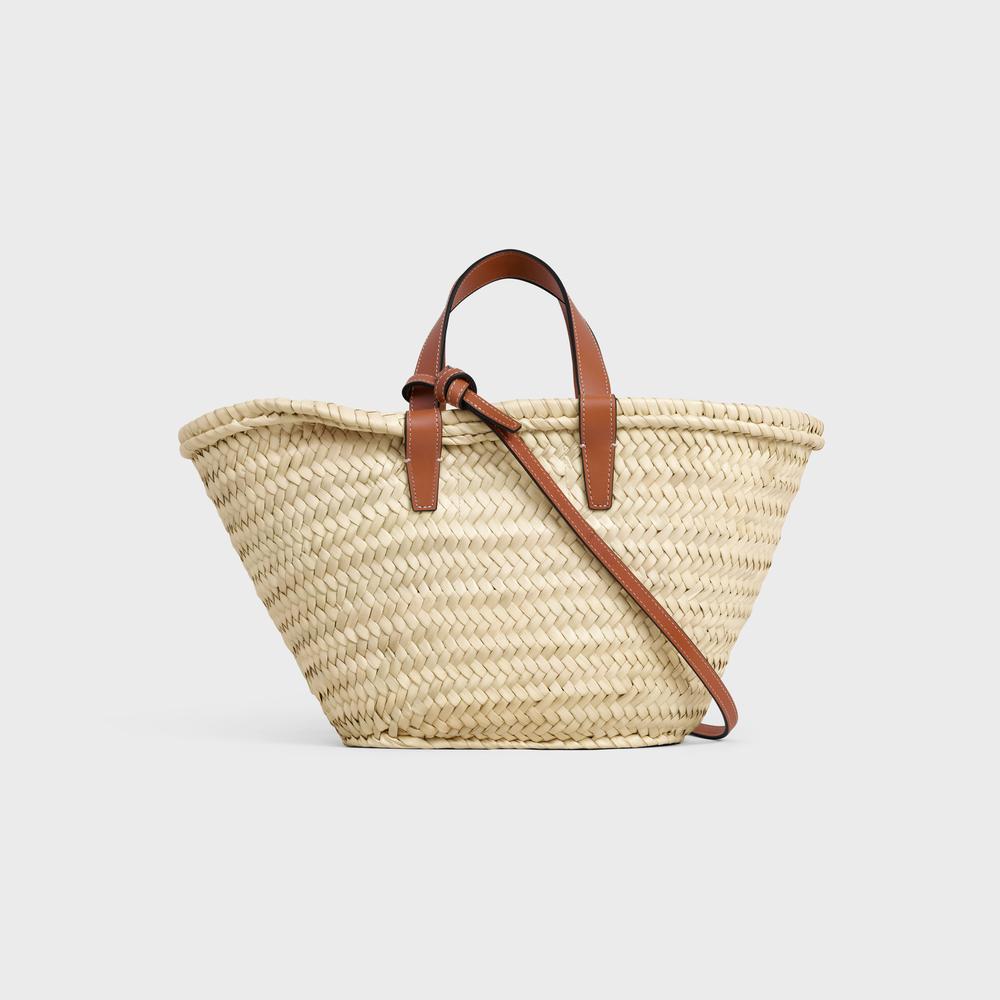 CELINE Women TEEN CLASSIC PANIER in Palm leaves and Calfskin TAN 113832EFA.04LU