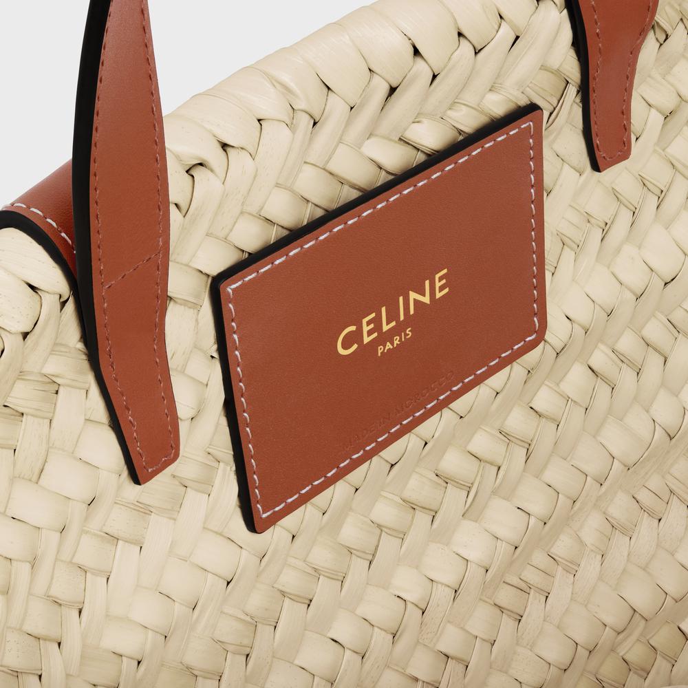 CELINE Women TEEN CLASSIC PANIER in Palm leaves and Calfskin TAN 113832EFA.04LU