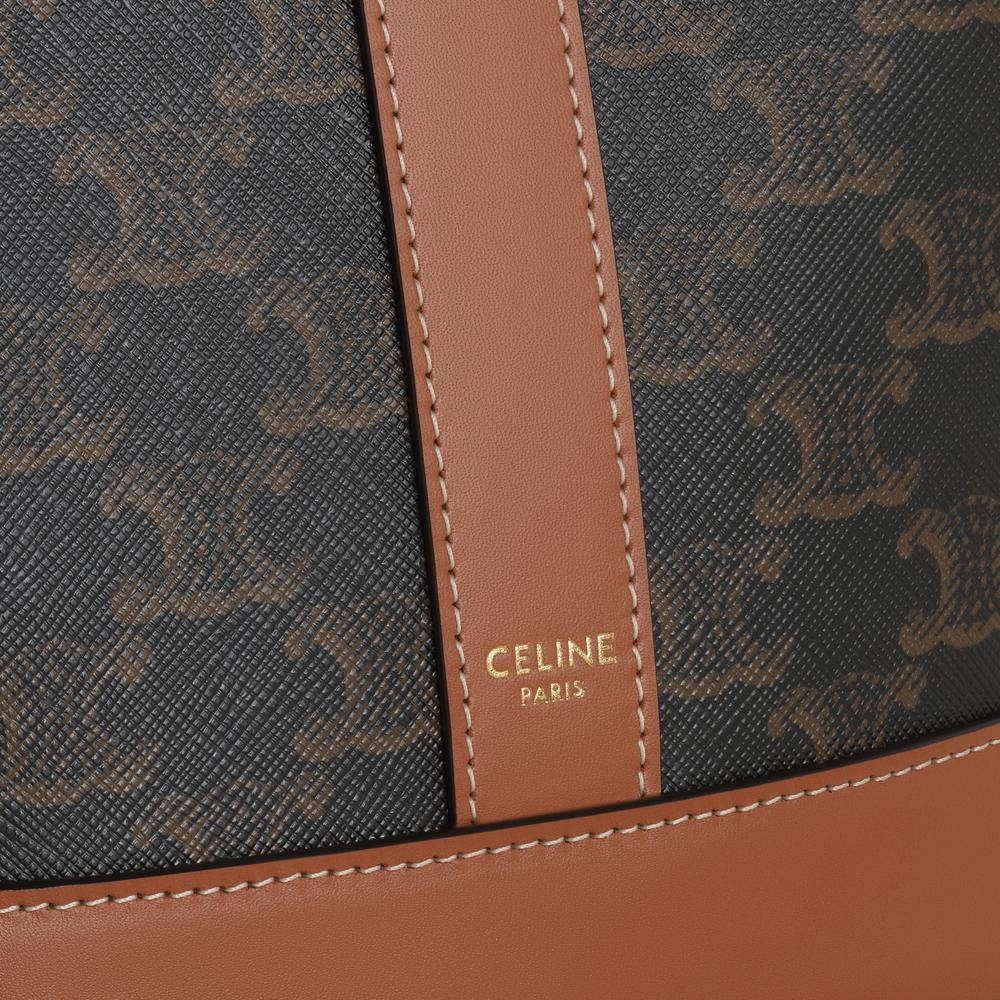 CELINE Women Small Bucket in Triomphe Canvas and calfskin Tan 191442CAS.04LU