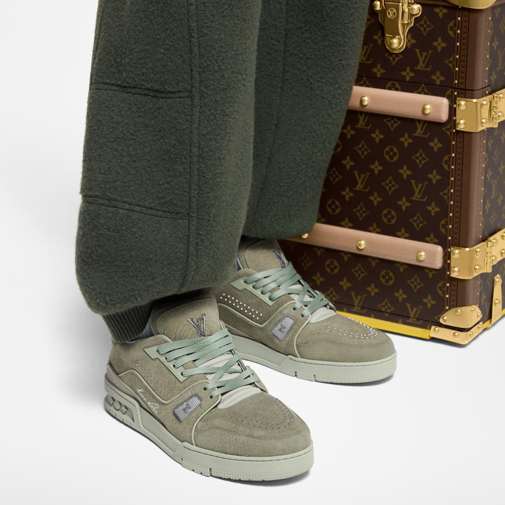 حذاء رياضي رجالي من Louis Vuitton LV Trainer باللون الأخضر 1ADHA1