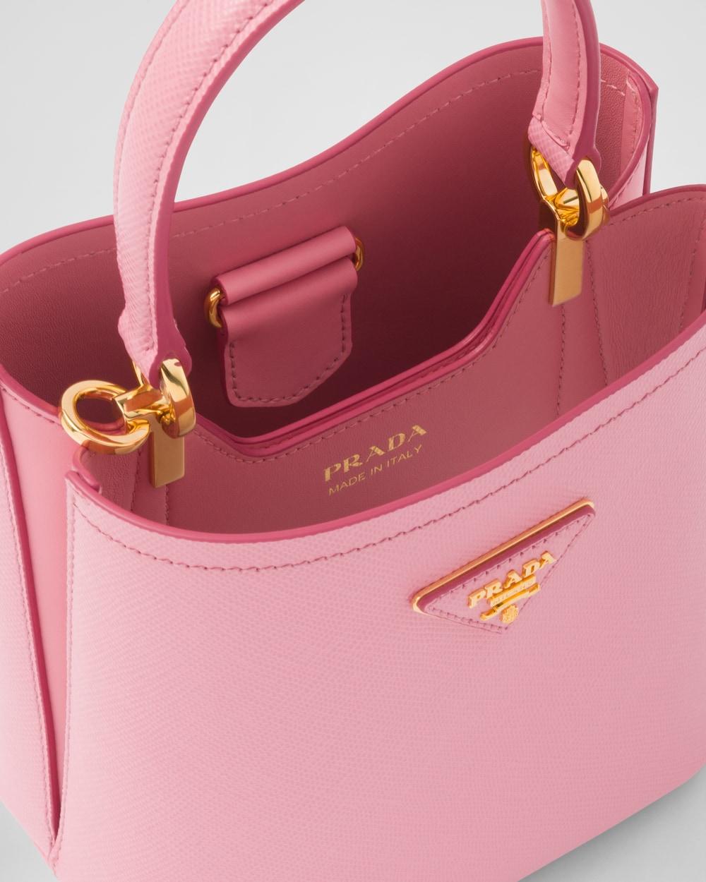 PRADA Women Small Saffiano Leather Prada Panier Bag Petal Pink 1BA217_2ERX_F0442_V_OOO