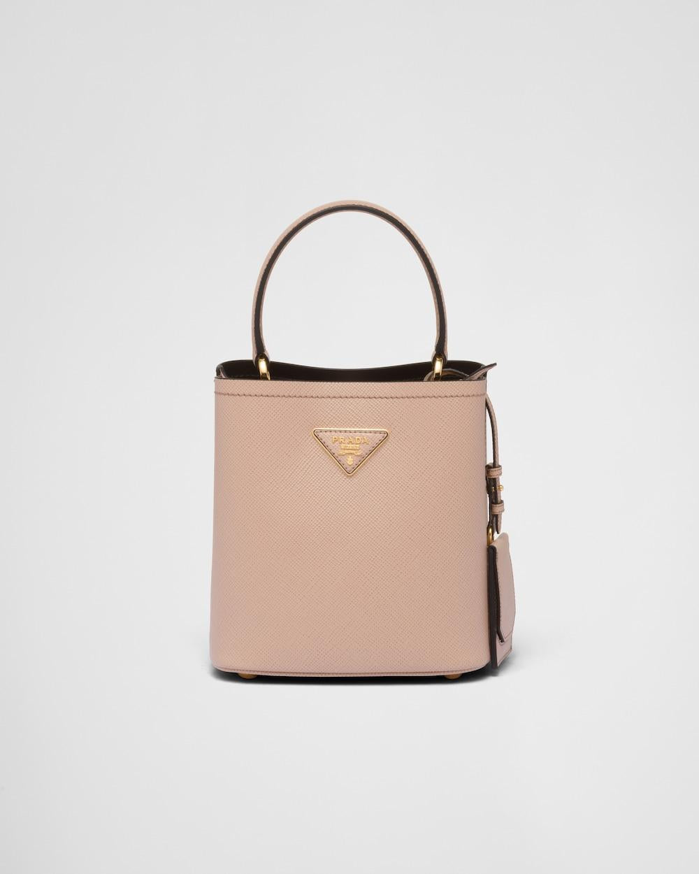 PRADA Women Small Saffiano Leather Prada Panier Bag Powder Pink/Black 1BA217_2ERX_F0UDW_V_OOO