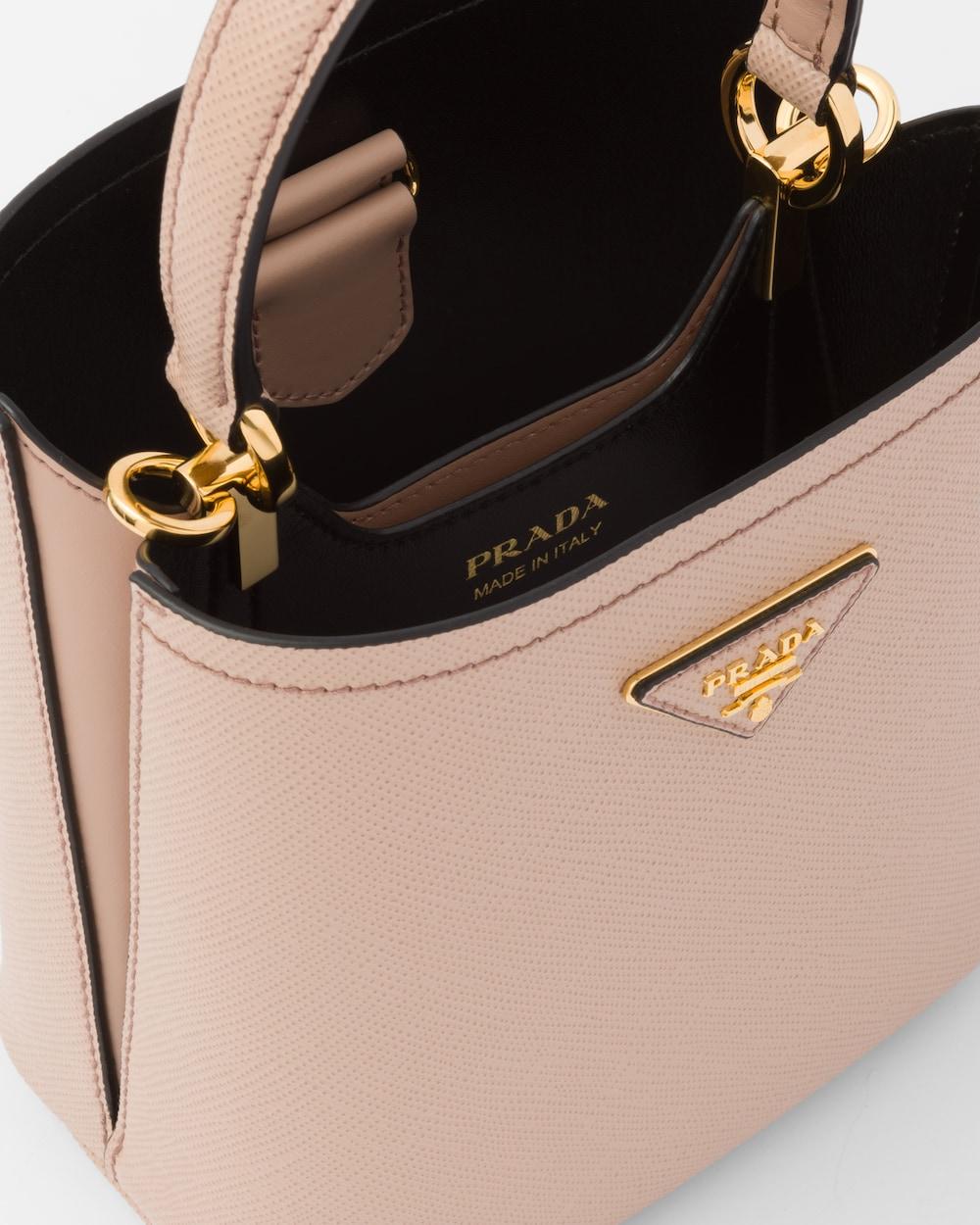 PRADA Women Small Saffiano Leather Prada Panier Bag Powder Pink/Black 1BA217_2ERX_F0UDW_V_OOO