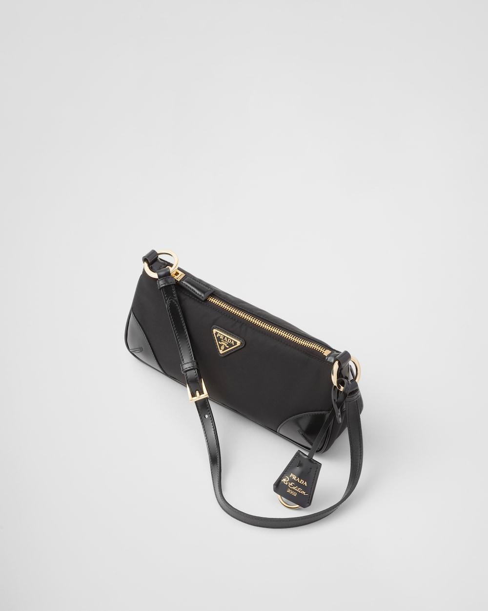 PRADA Women Re-Edition 2002 Re-Nylon and brushed leather shoulder bag Black 1BC201_R789_F0002_V_OOO