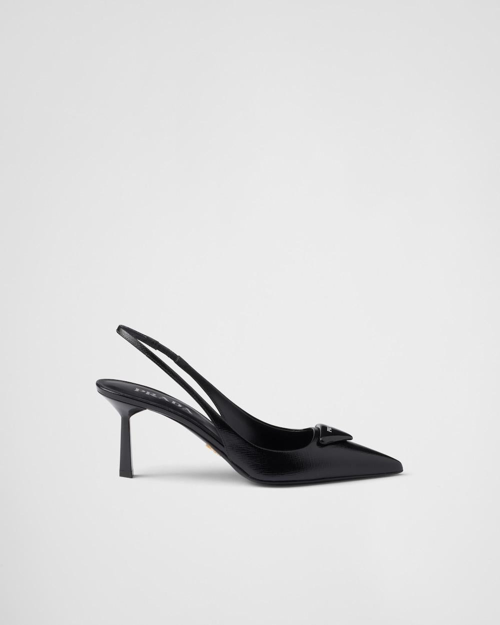 PRADA Women Saffiano patent leather slingback pumps Black 1I901M_3A9S_F0002_F_DD75