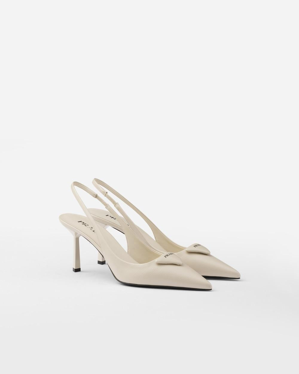 PRADA Women Saffiano patent leather slingback pumps Ivory 1I901M_3A9S_F0304_F_DD75