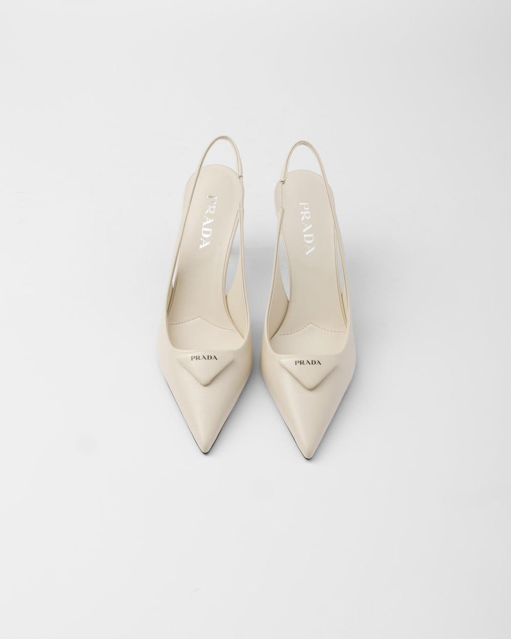 PRADA Women Saffiano patent leather slingback pumps Ivory 1I901M_3A9S_F0304_F_DD75