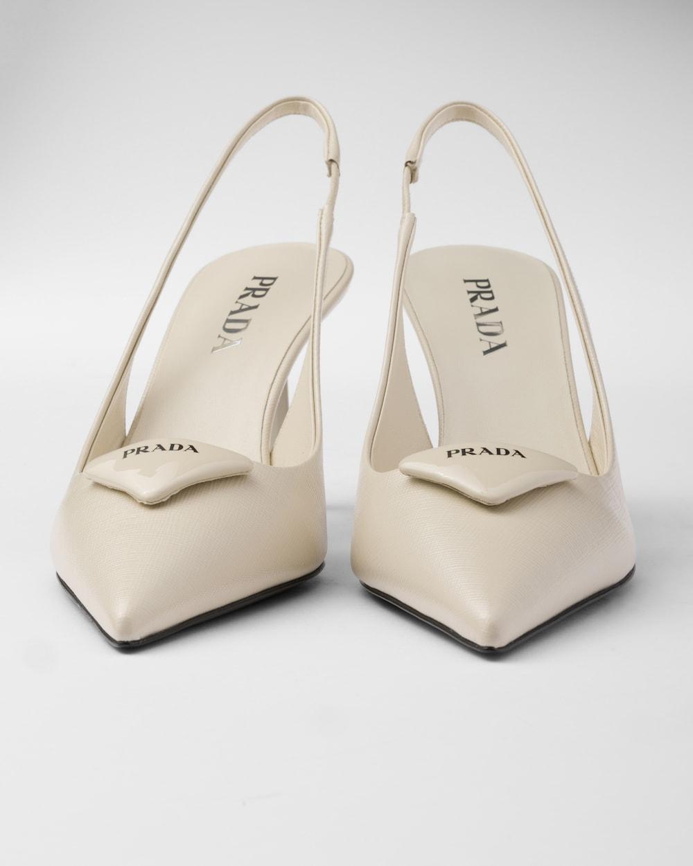 PRADA Women Saffiano patent leather slingback pumps Ivory 1I901M_3A9S_F0304_F_DD75