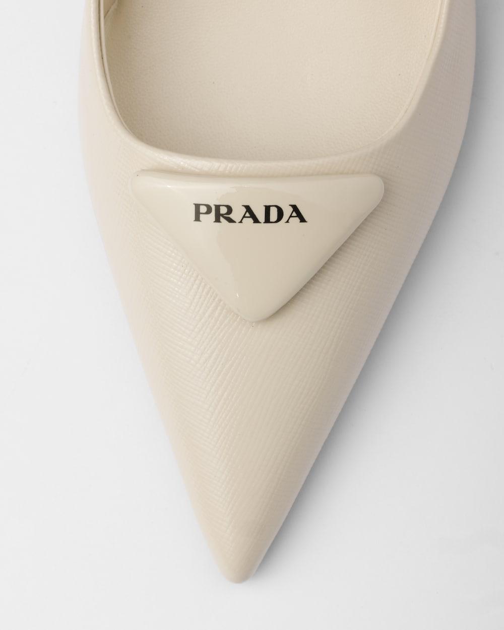 PRADA Women Saffiano patent leather slingback pumps Ivory 1I901M_3A9S_F0304_F_DD75